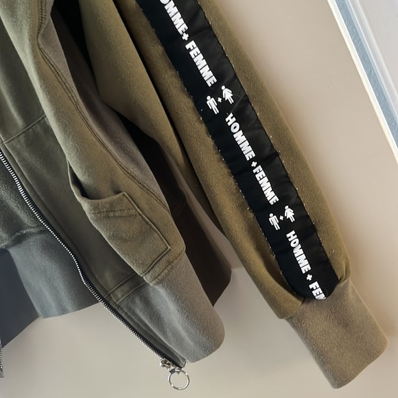 Homme & Femme olive green zip up hoodie - Picture 2 of 6